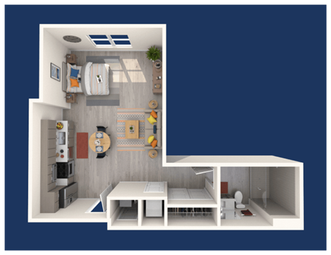a floor plan of a 1 bedroom apartment